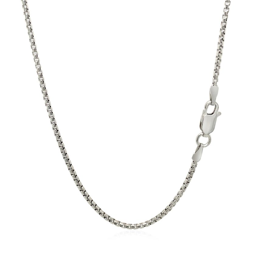 Sterling Silver Rhodium Plated Round Box Chain (1.50 mm) - Image 3