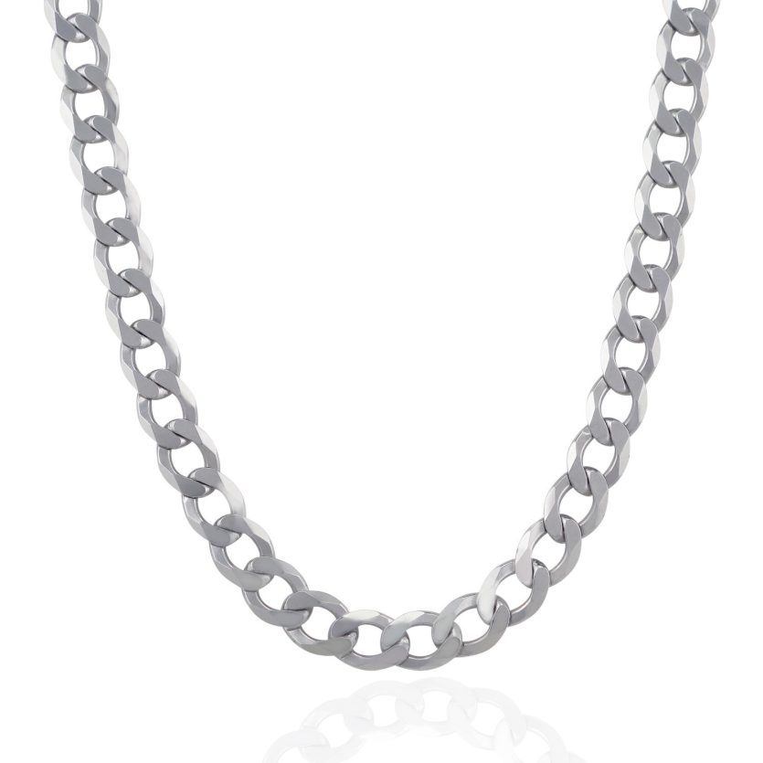 Rhodium Plated Sterling Silver Curb Style Chain (11.60 mm) - Image 2