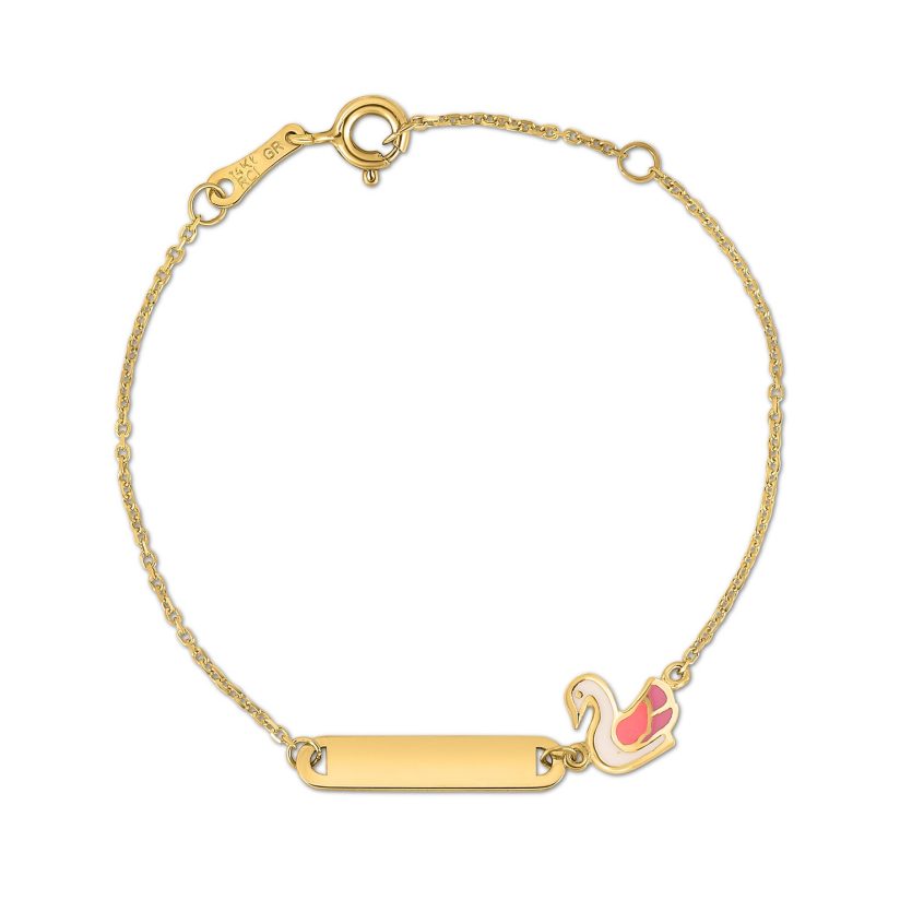 14k Yellow Gold Swan Childrens Bracelet (1.00 mm) - Image 2