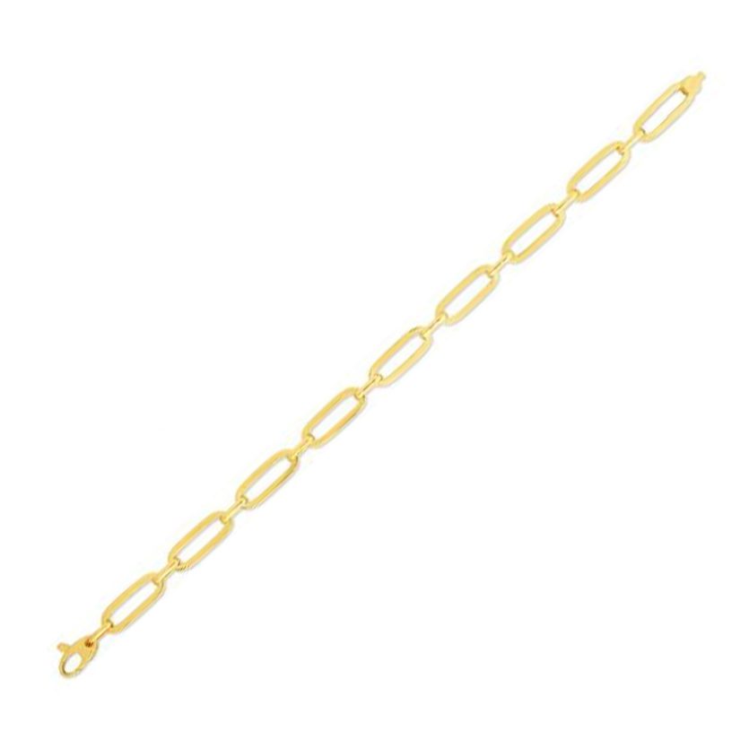 14k Yellow Gold 7 1/4 inch Bombay Paperclip Chain Bracelet (5.60 mm) - Image 1