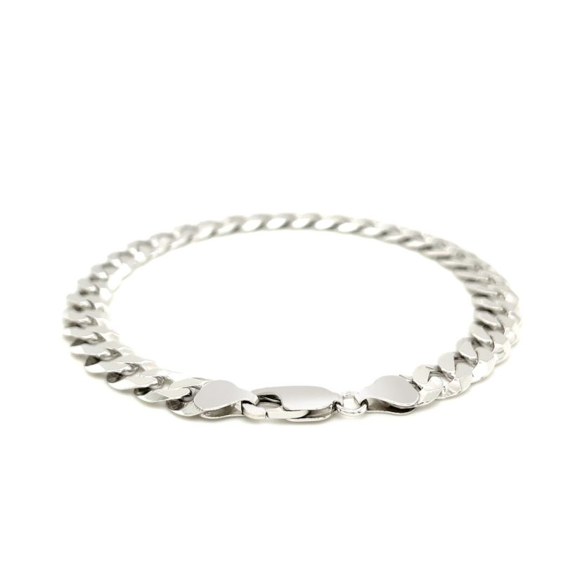 Rhodium Plated Sterling Silver Curb Style Bracelet (7.90 mm) - Image 3