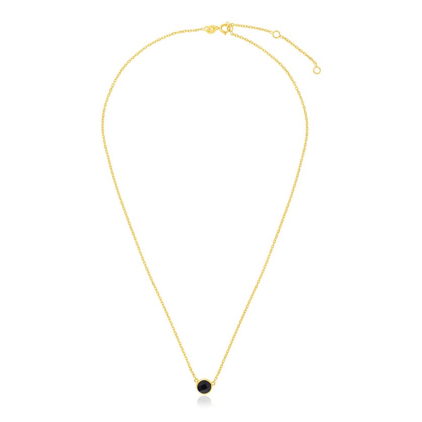 14k Yellow Gold 17 inch Necklace with Round Onyx - Image 1
