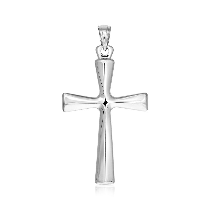 Sterling Silver Domed Rounded Cross Pendant - Image 1