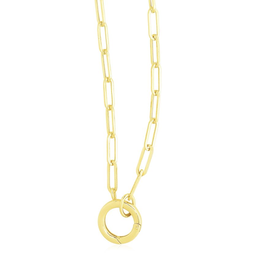 14k Yellow Gold High Polish The Invisible Paperclip Clasp Necklace - Image 1