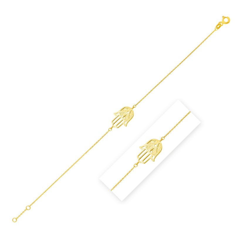 14k Yellow Gold Hamsa Bracelet - Image 1