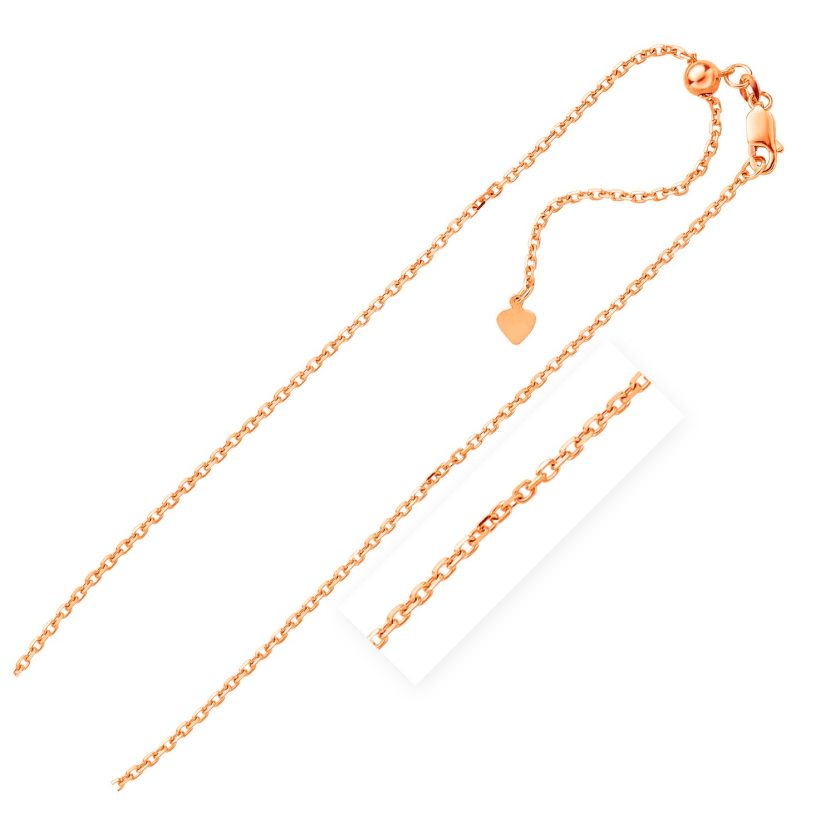 Sterling Silver Rose Finish Adjustable Cable Chain (1.80  mm) - Image 1