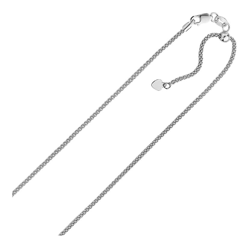 Sterling Silver 0.8mm Adjustable Popcorn Chain (0.80 mm) - Image 1