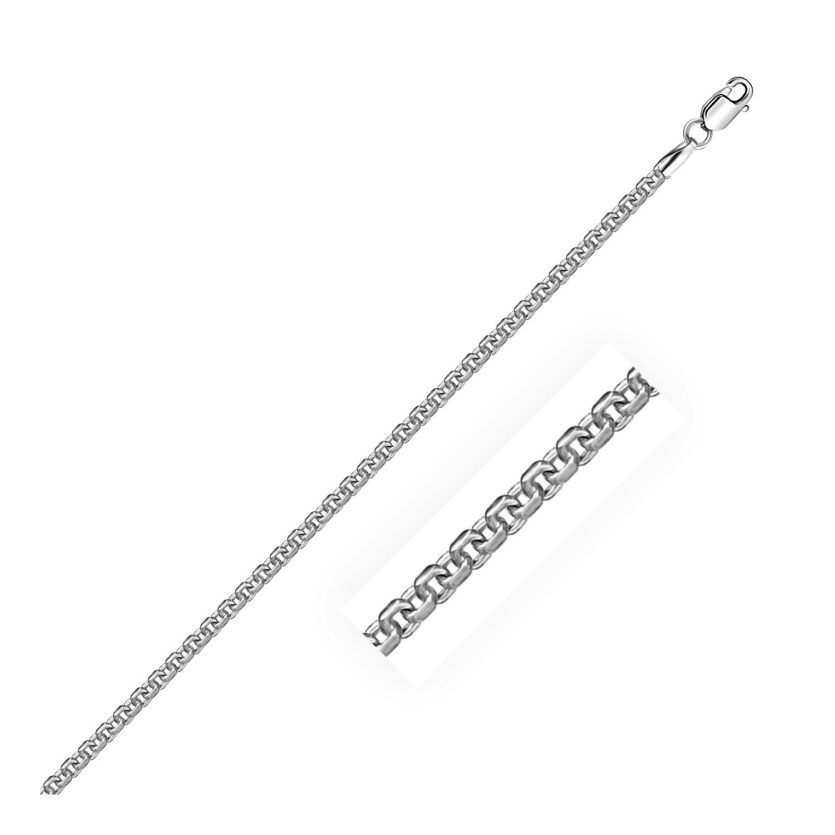Sterling Silver Rhodium Plated Round Box Chain (2.20 mm) - Image 1