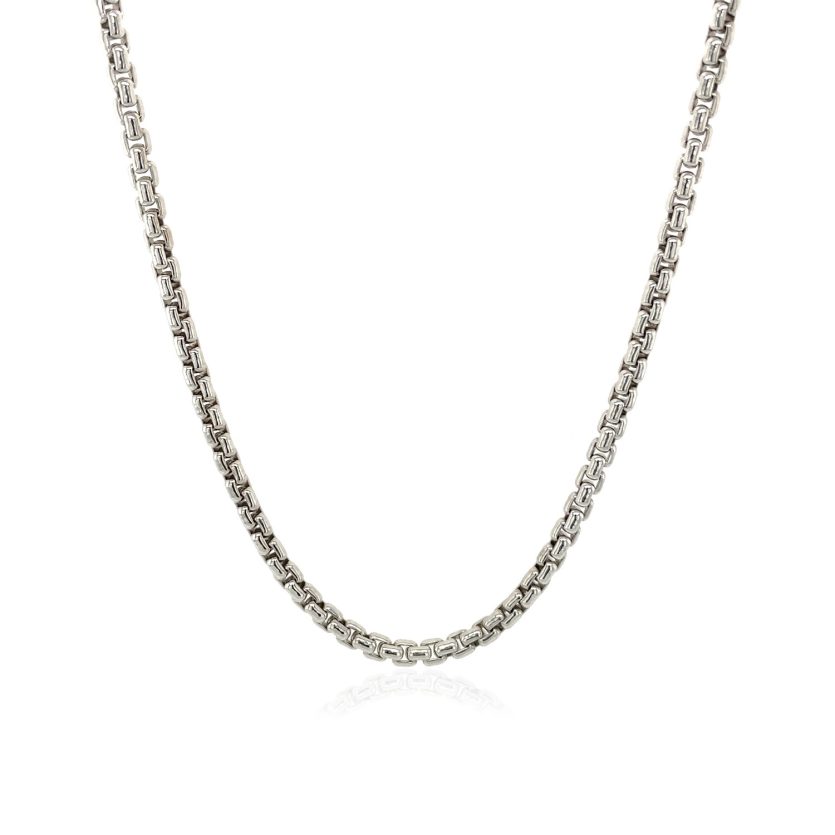 Sterling Silver Rhodium Plated Round Box Chain (2.20 mm) - Image 2