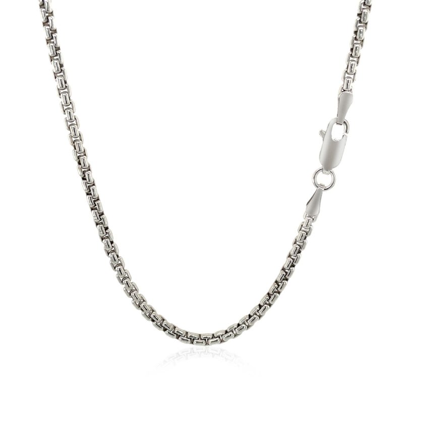Sterling Silver Rhodium Plated Round Box Chain (2.20 mm) - Image 3