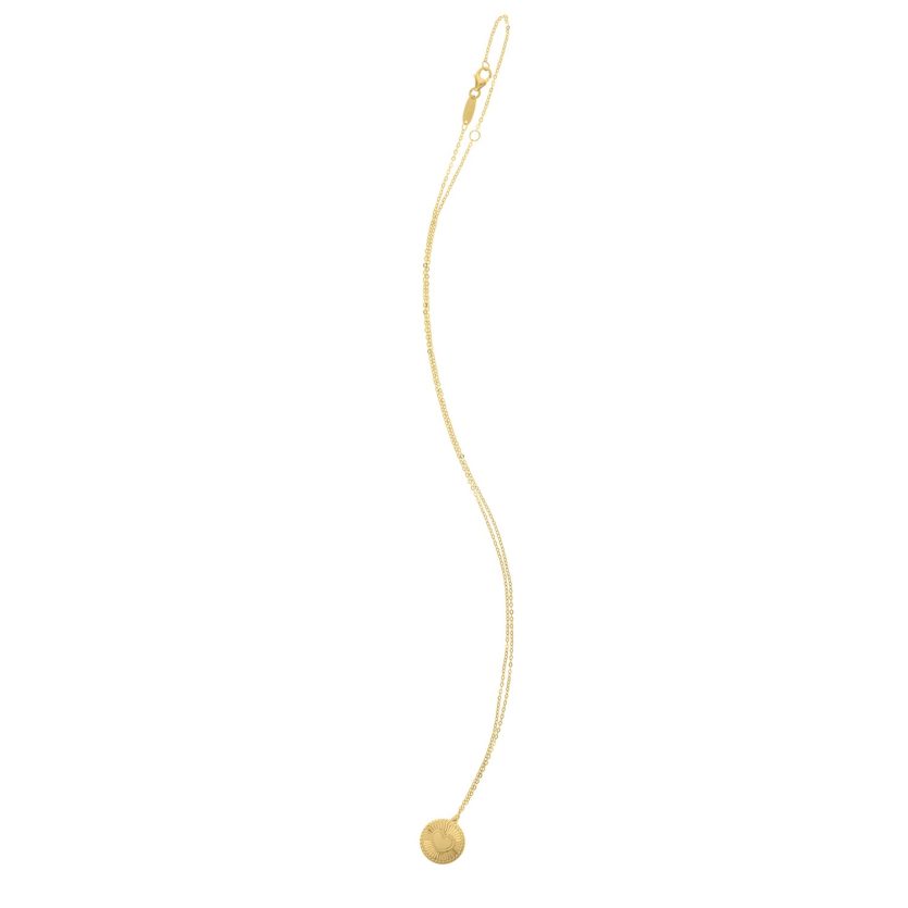 Diamond Cut Heart Disc Necklace in 14K Yellow Gold - Image 4