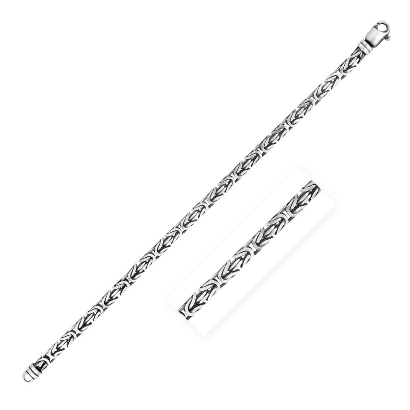 Sterling Silver Gunmetal Finish Byzantine Chain Bracelet (5.00 mm) - Image 1
