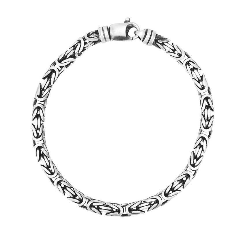 Sterling Silver Gunmetal Finish Byzantine Chain Bracelet (5.00 mm) - Image 2