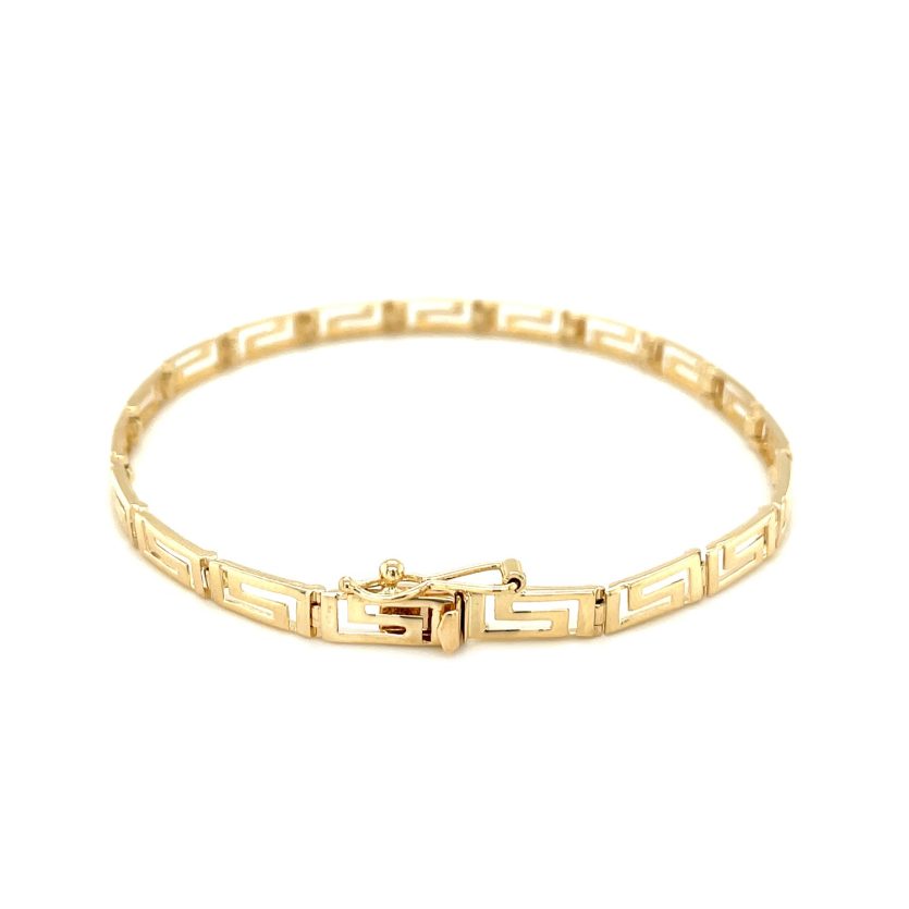 14k Yellow Gold Greek Fret Design Fancy Bracelet (3.30 mm) - Image 2