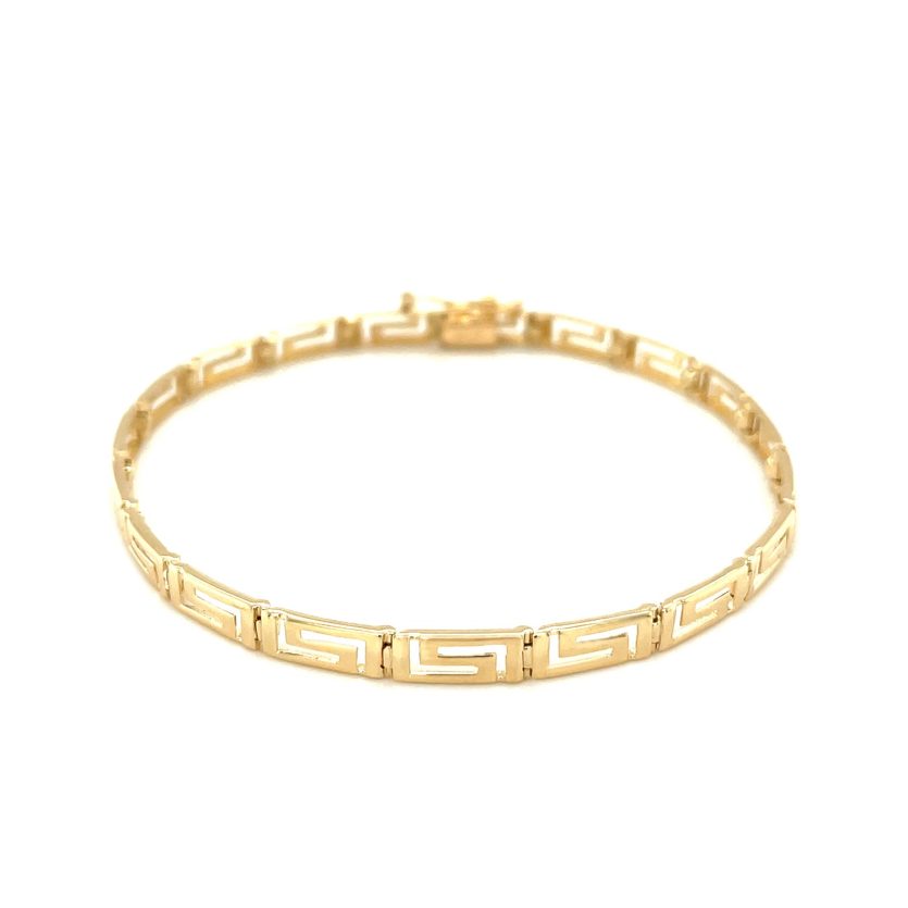 14k Yellow Gold Greek Fret Design Fancy Bracelet (3.30 mm) - Image 3