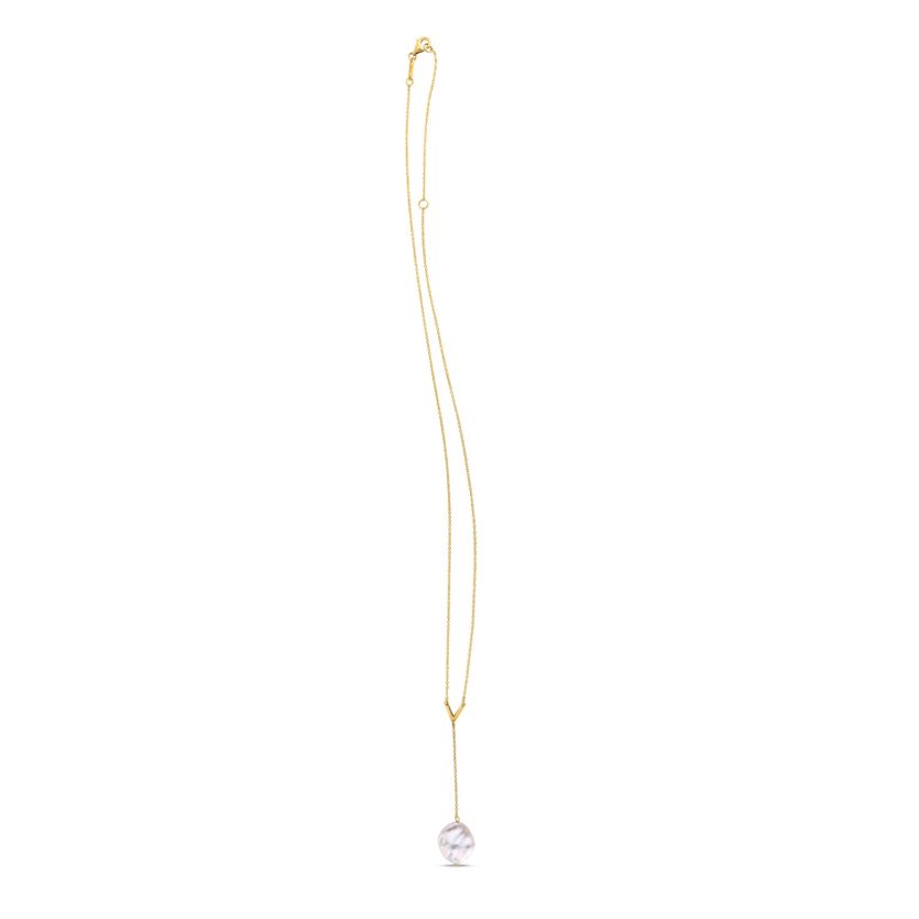 14k Yellow Gold Tesoro Pearl Lariat Necklace - Image 2
