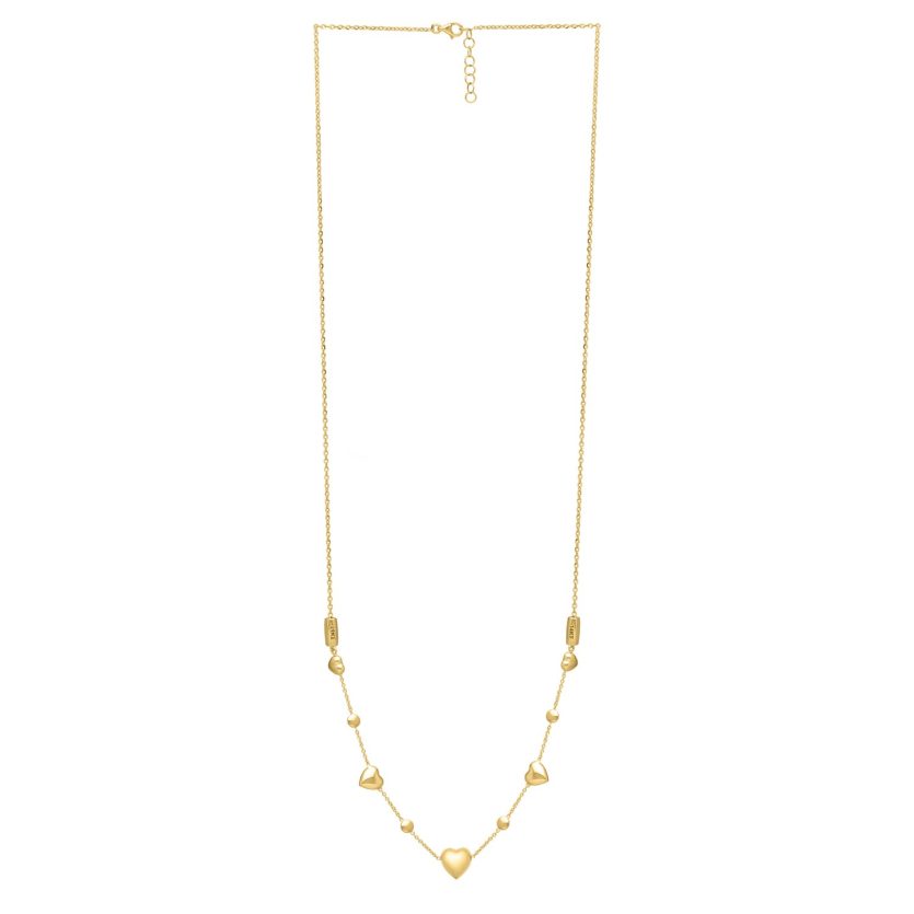 14k Yellow Gold Puff Heart Adjustable Necklace - Image 2
