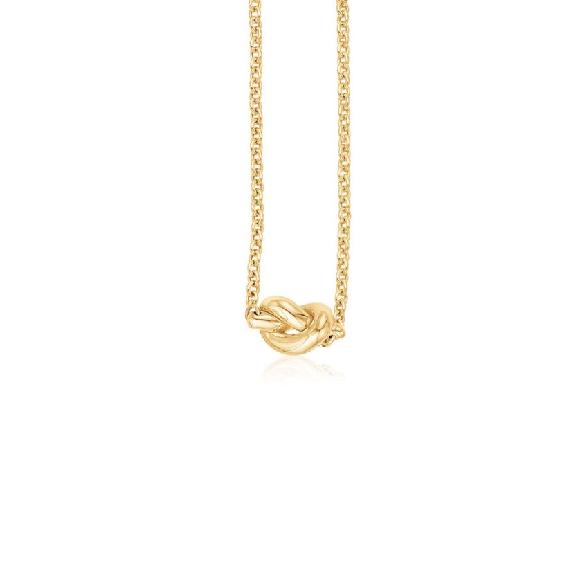 14k Yellow Gold Chain Necklace with Polished Knot - Image 1