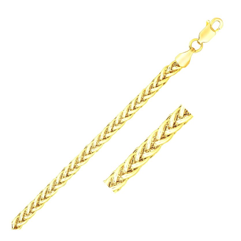 14k Yellow Gold Light Weight Wheat Bracelet  (3.20 mm) - Image 1