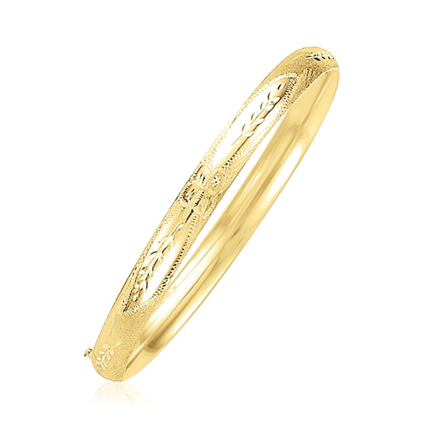 14k Yellow Gold Dome Florentine Design Bangle (5.00 mm) - Image 1