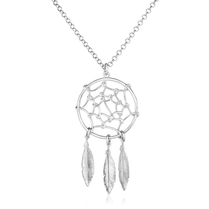 Sterling Silver 17 inch Necklace with Dream Catcher Pendant - Image 1