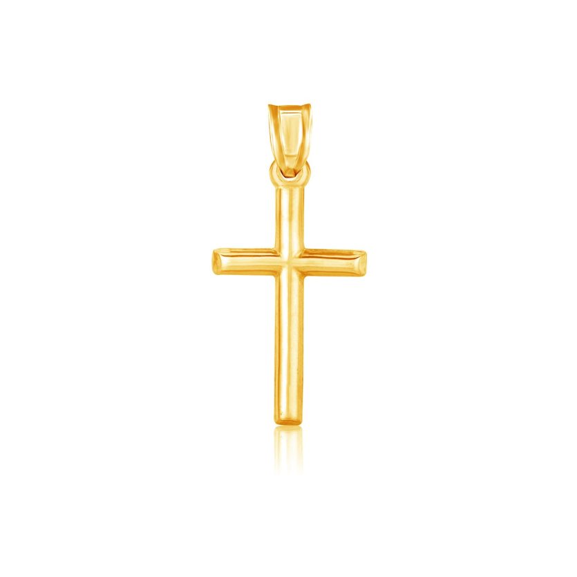 14k Yellow Gold High Polish Cross Pendant - Image 1