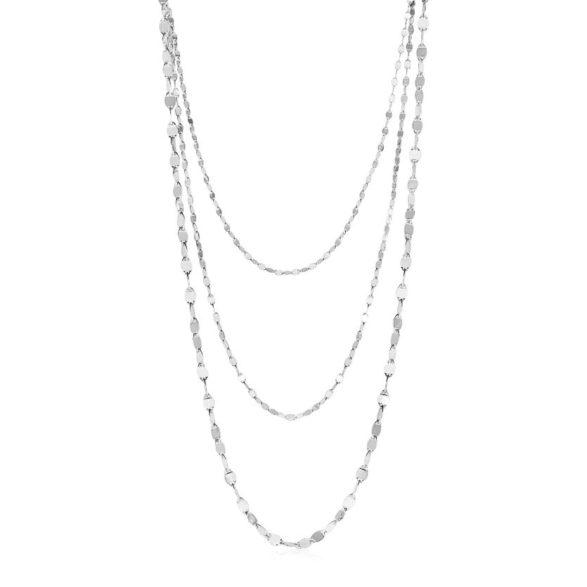 Sterling Silver Three Strand Marina Link Necklace - Image 1