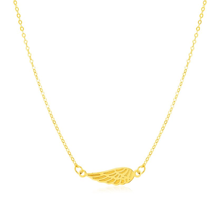 14K Yellow Gold Angel Wing Necklace - Image 1