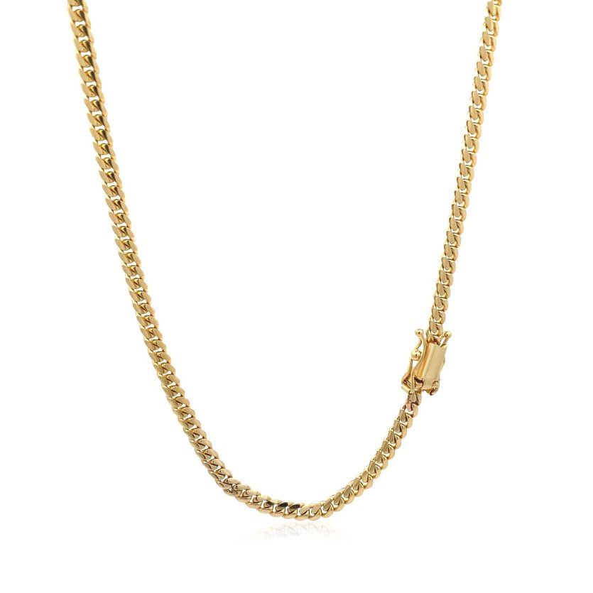 10k Yellow Gold Classic Solid Miami Cuban Chain (3.20 mm) - Image 3