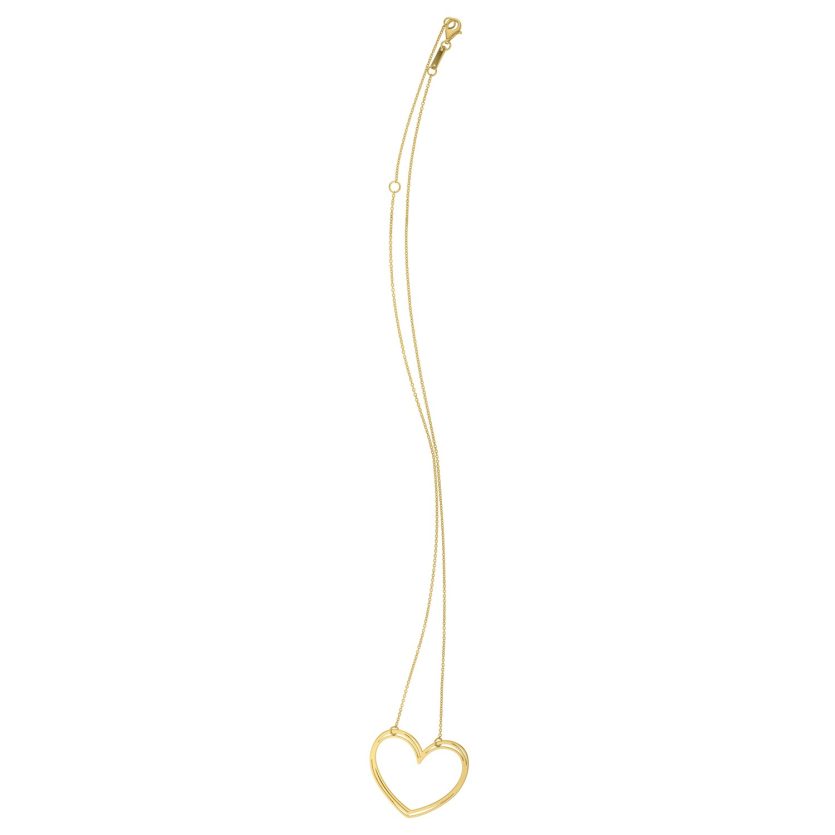 Large Open Heart Necklace in 14K Yellow Gold - Image 3
