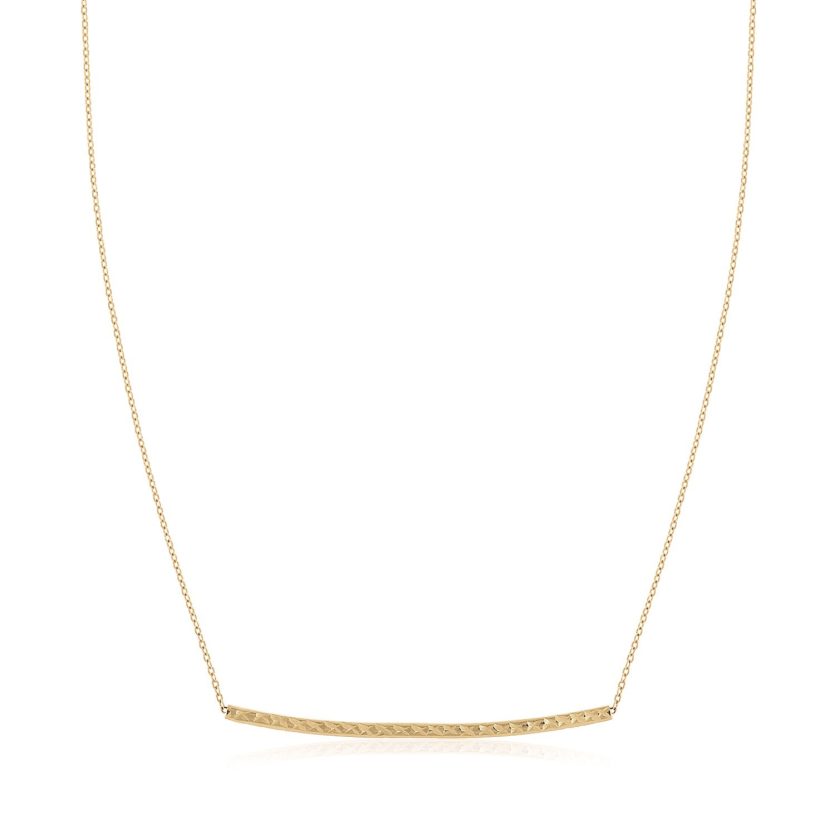 14k Yellow Gold Thin Textured Bar Necklace - Image 1