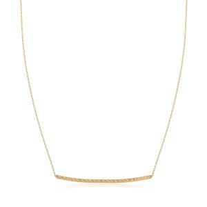 14k Yellow Gold Thin Textured Bar Necklace