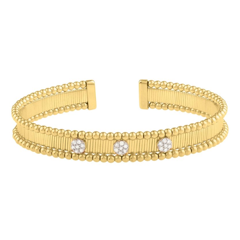 Two Toned Pallina Cuff Bangle in 14K Gold (9.00 mm) - Image 2
