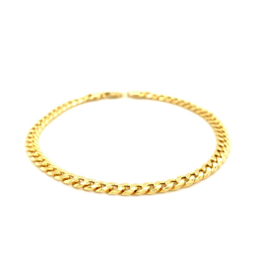 10k Yellow Gold Miami Cuban Semi Solid Bracelet (4.50 mm) - Image 2