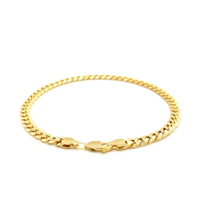 10k Yellow Gold Miami Cuban Semi Solid Bracelet (4.50 mm) - Image 3