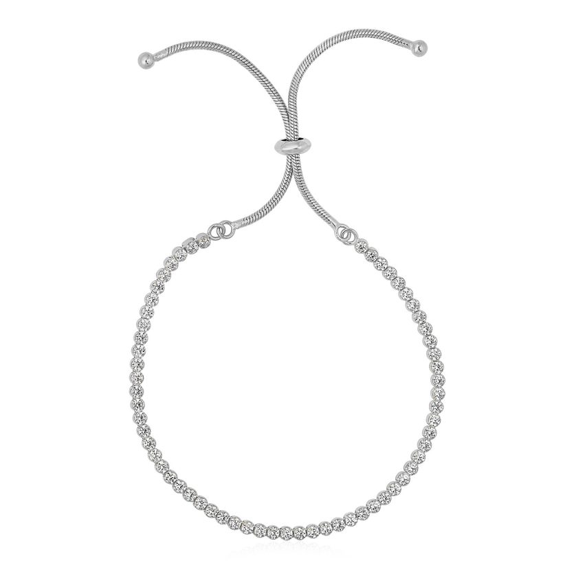 Adjustable Tennis Style Bracelet with Cubic Zirconia in Sterling Silver(4.00 mm) - Image 1