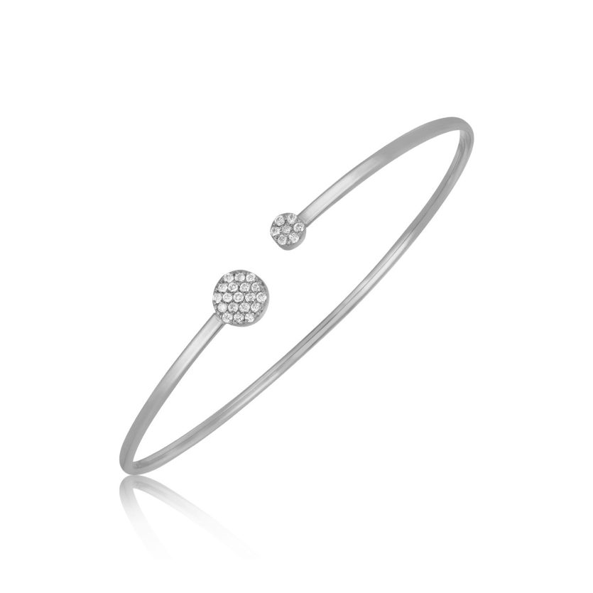 14k White Gold High Polish Diamond Cluster Bangle (2.00 mm) - Image 1