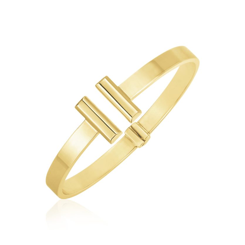 14k Yellow Gold High Polish Bar Cuff Bangle (6.00 mm) - Image 1
