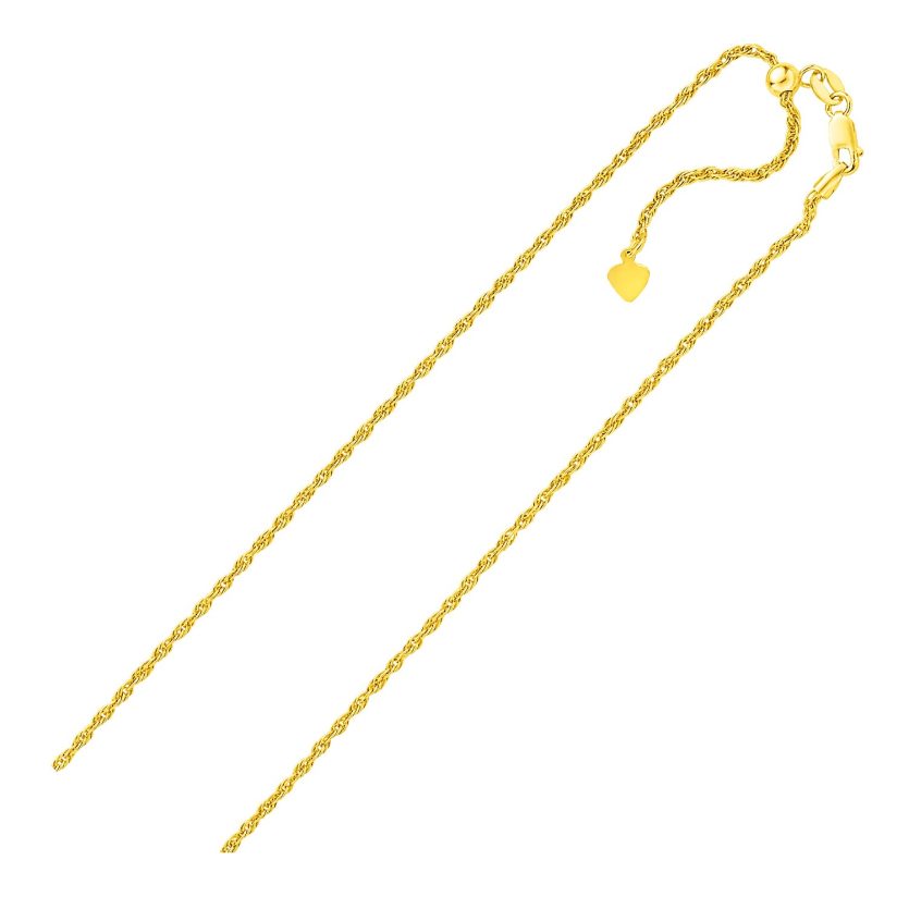 Sterling Silver in Yellow Finish 1.5mm Adjustable Rope Chain (1.50 mm) - Image 1