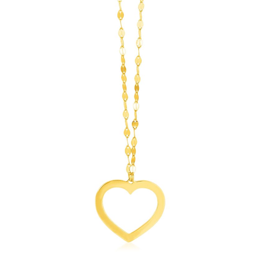 14k Yellow Gold Necklace with Reversible Heart Pendant - Image 1