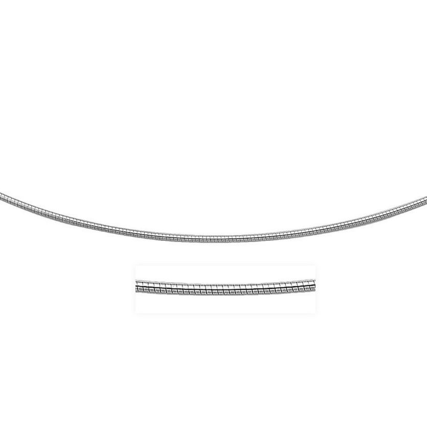 Sterling Silver Round Omega Style Chain Necklace with Rhodium Plating (1.55mm) - Image 1