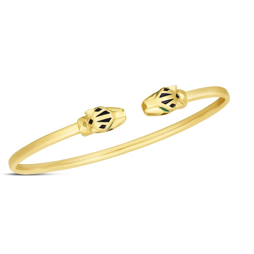14k Yellow Gold Panther Bangle (3.00 mm) - Image 1