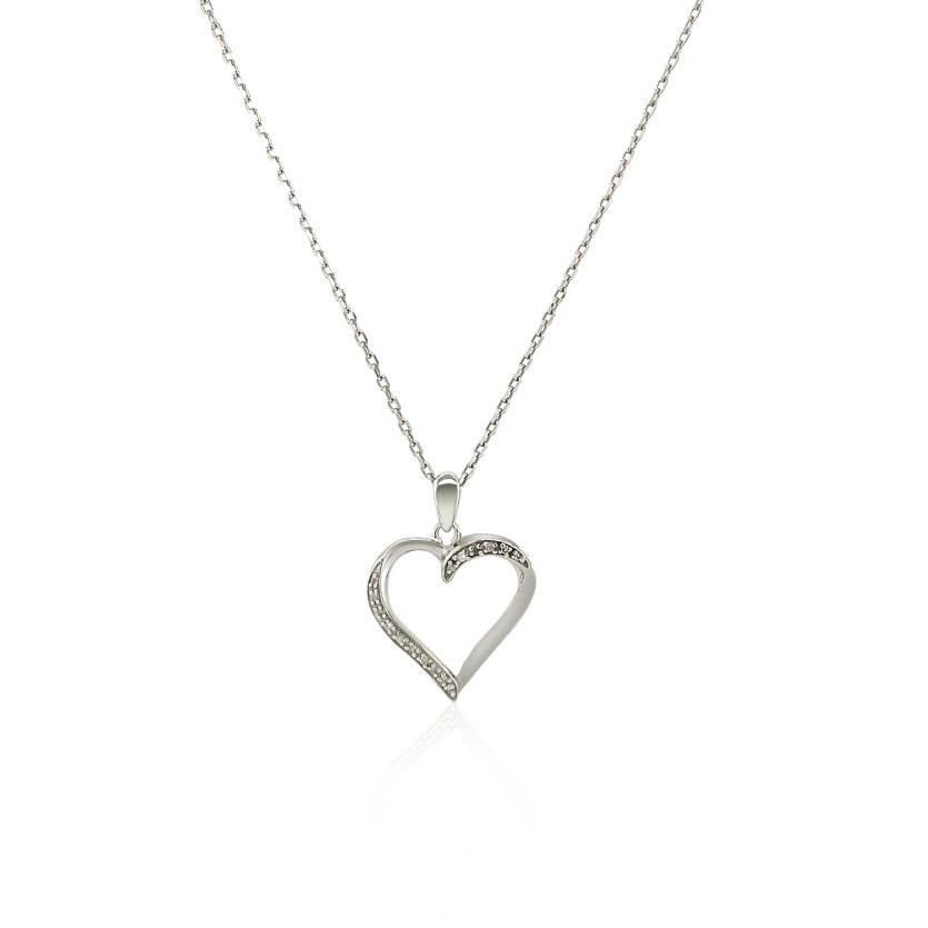 Sterling Silver Twisted Open Heart Diamond Accented Pendant (.04 cttw) - Image 2