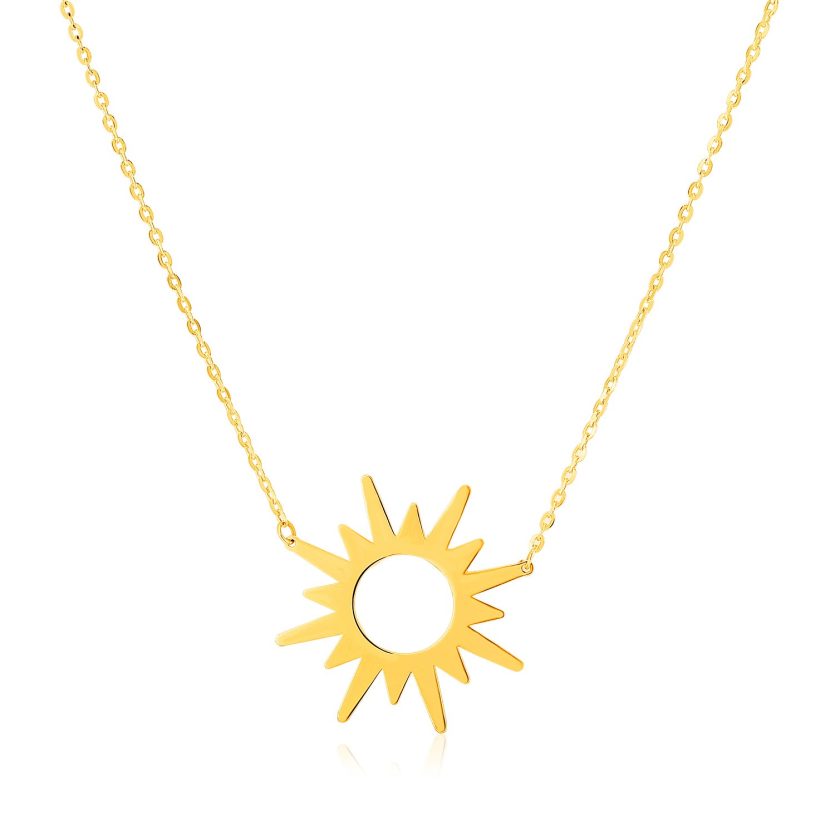 14K Yellow Gold Sunburst Necklace - Image 1