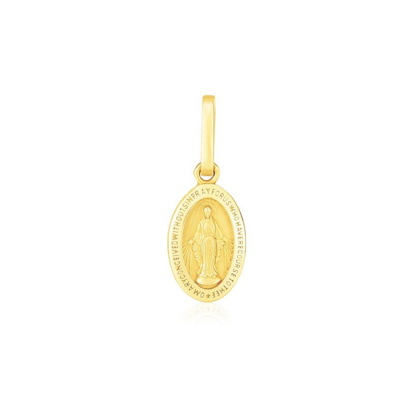14k Yellow Gold Oval Religious Medal Pendant - Image 1