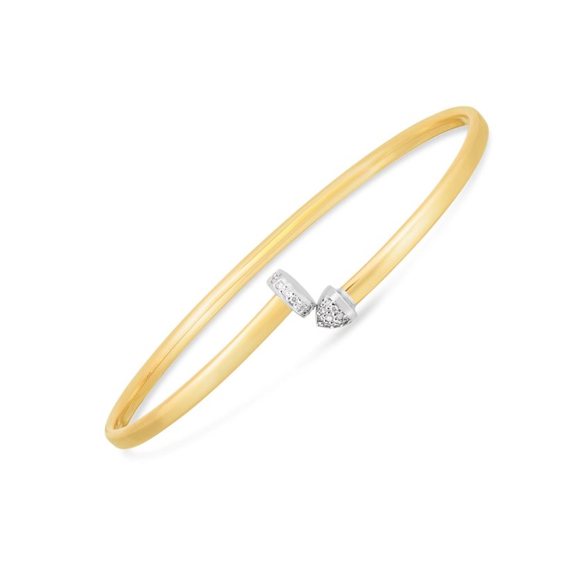 14k Two Tone Gold Diamond Hardware Bangle (3.00 mm) - Image 1