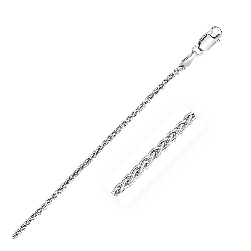 Sterling Silver Rhodium Plated Wheat Chain (2.20 mm) - Image 1