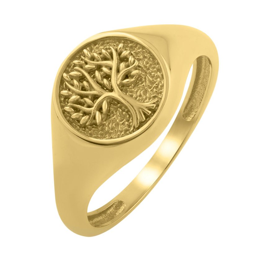 Tree of Life Signet Ring in 14K Yellow Gold (2.40 mm) - Image 1