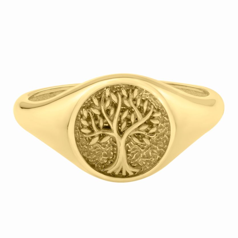Tree of Life Signet Ring in 14K Yellow Gold (2.40 mm) - Image 2
