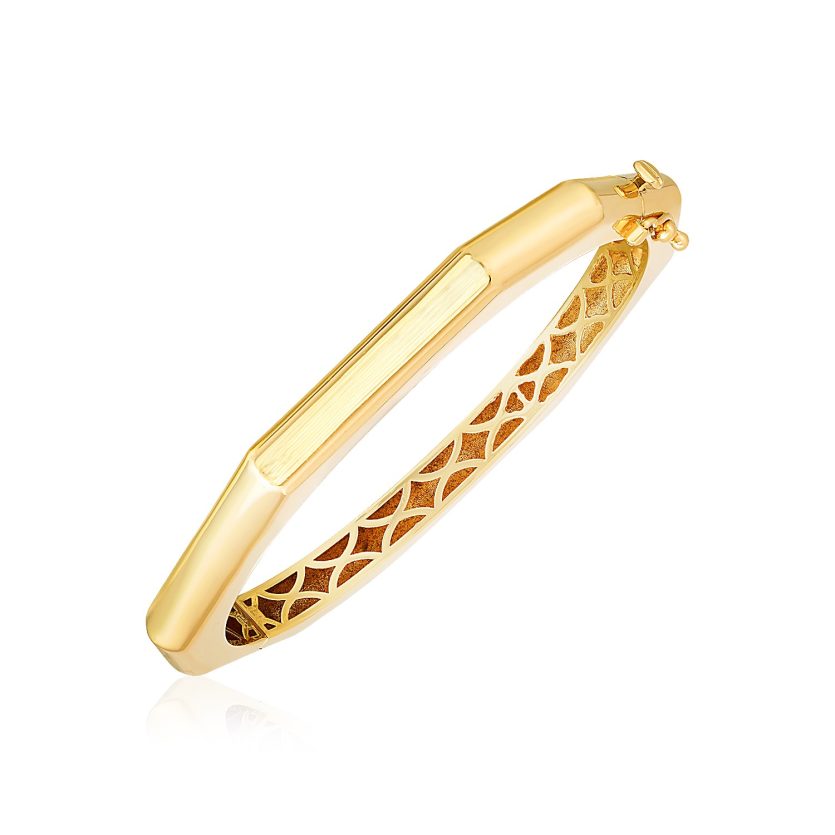 14k Yellow Gold High Polish Geometric Bangle (6.10 mm) - Image 1